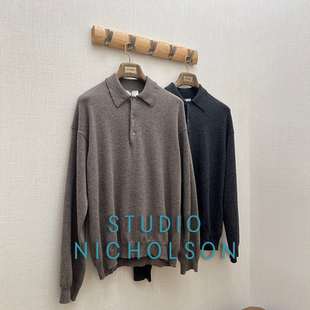 STUDIO NICHOLSON官方授权 NOE 日系意大利小羊羔羊毛POLO针织衫