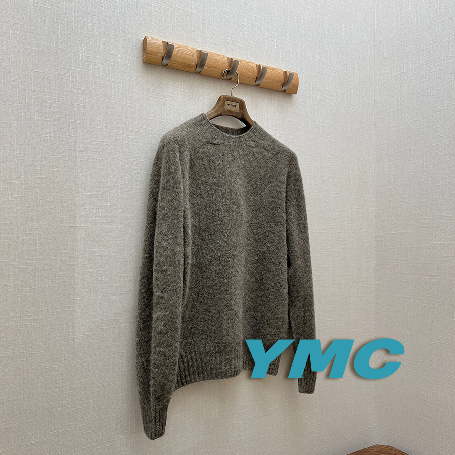 YMC官方授权 暖灰纯羊羔毛保暖圆领套头针织衫 SURGIR买手店