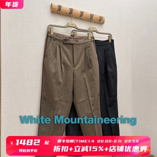 5折 白山WHITE MOUNTAINEERING授权 松紧腰褶裥人字纹休闲九分裤