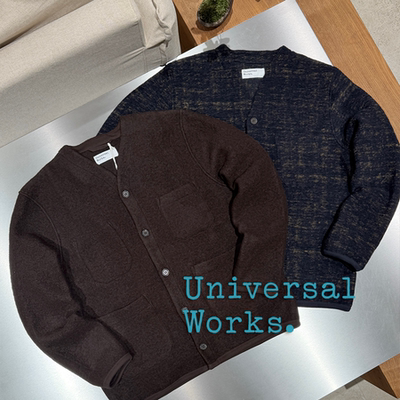 Universal Works官方授权 葡萄牙制 羊毛混纺V领保暖针织开衫外套