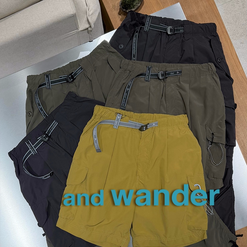 and wander授权26SS 户外风松紧腰系扣防水防撕裂登山扣工装裤
