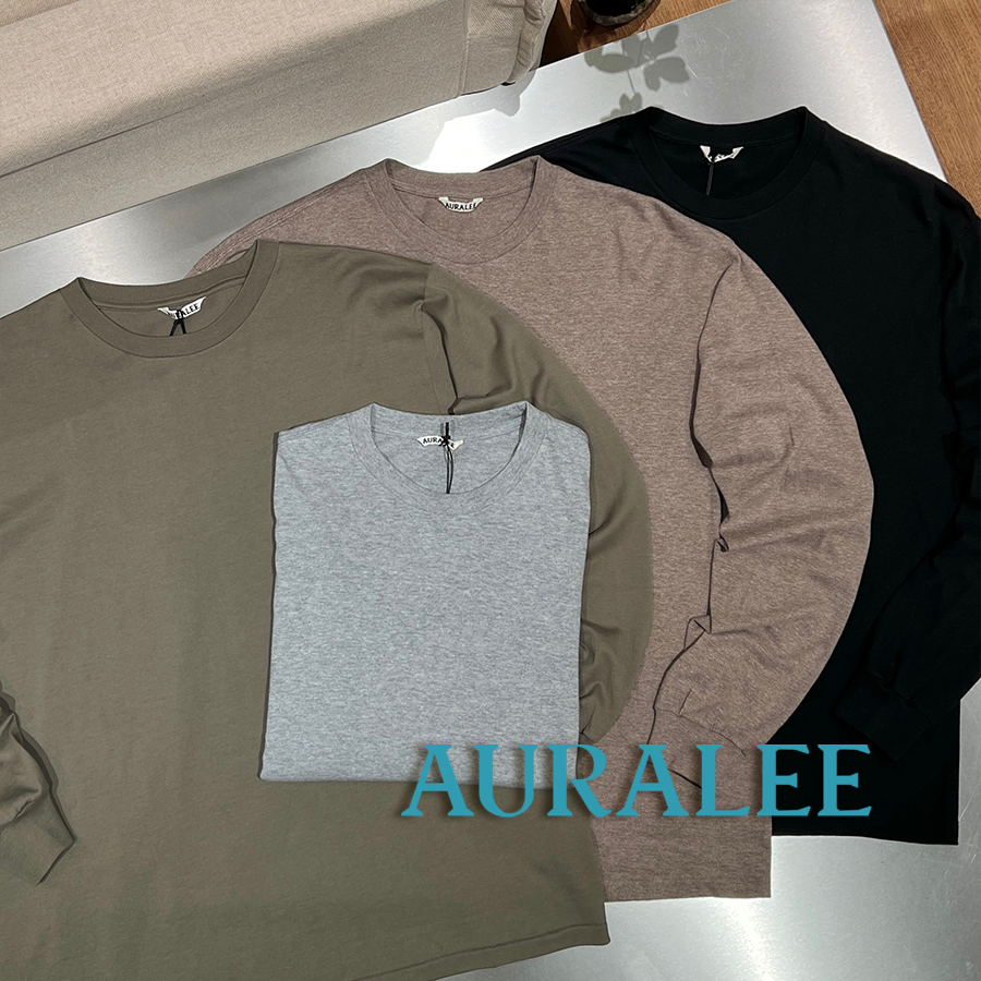AURALEE官方授权 日本制 超长绒棉匹马棉圆领打底长袖T恤 SURGIR