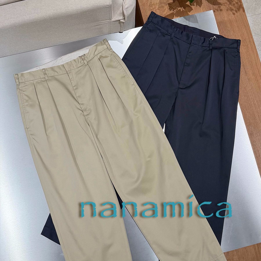 nanamica官方授权26AW 日本制 定番两色极简风褶裥斜纹休闲裤图片