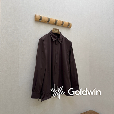 Goldwin官方授权 咖啡色科技轻量化翻领抓绒保暖衬衫外套 GM55301