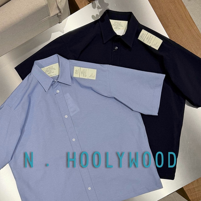 N.HOOLYWOOD授权 26SS EXCHANGE SERVICE军事线 日产标签短袖衬衫