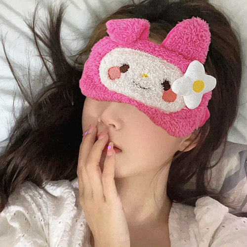 卡通熊猫眼罩女生遮光睡眠毛绒透气可爱遮光护烟午休发带女