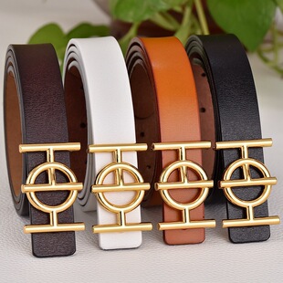 女士皮带牛皮百搭女裤带青年人跨境真皮腰带女细网红简约潮流