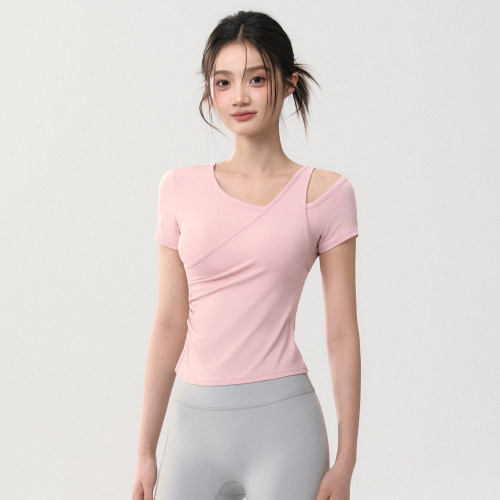Mitaogirl带胸垫瑜伽服短袖女