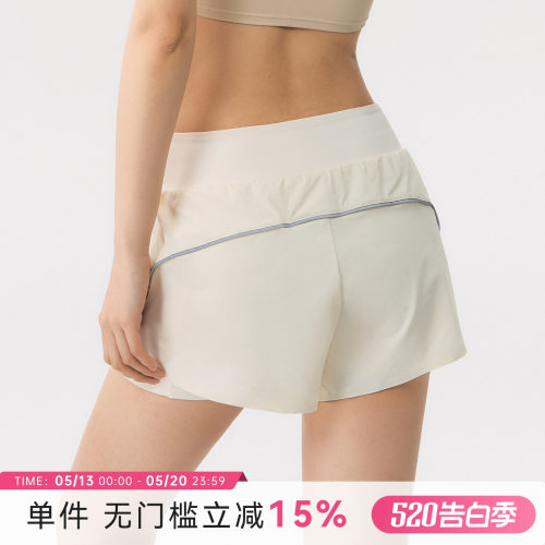 蜜桃女孩防走光假两件健身短裤女