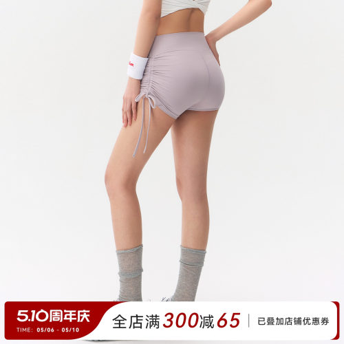 速干裸感抽绳运动短裤女健身裤