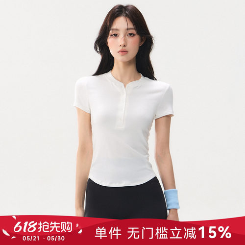 蜜桃女孩新款瑜伽短袖运动T恤