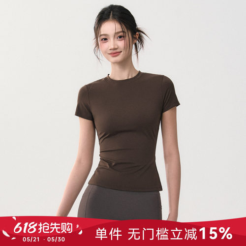 Mitaogirl紧身收腰瑜伽上衣短袖