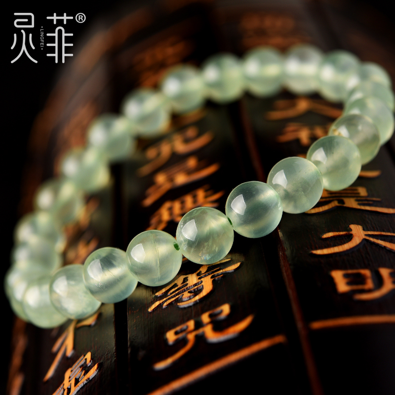 天然冰种葡萄石手链女6-10mm绿色珠子原石散珠单圈手串饰品首饰