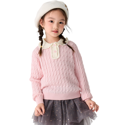 巴拉巴拉童装女童毛衫儿童绞花毛衣2025新款冬装宝宝内搭甜美上衣