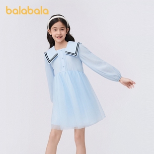 巴拉巴拉童装 海军风衬衣裙撞色翻领裙子洋气 儿童连衣裙女童春秋装