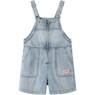 巴拉巴拉童装儿童短裤女童夏装全棉牛仔休闲中大童裤子背带裤时尚