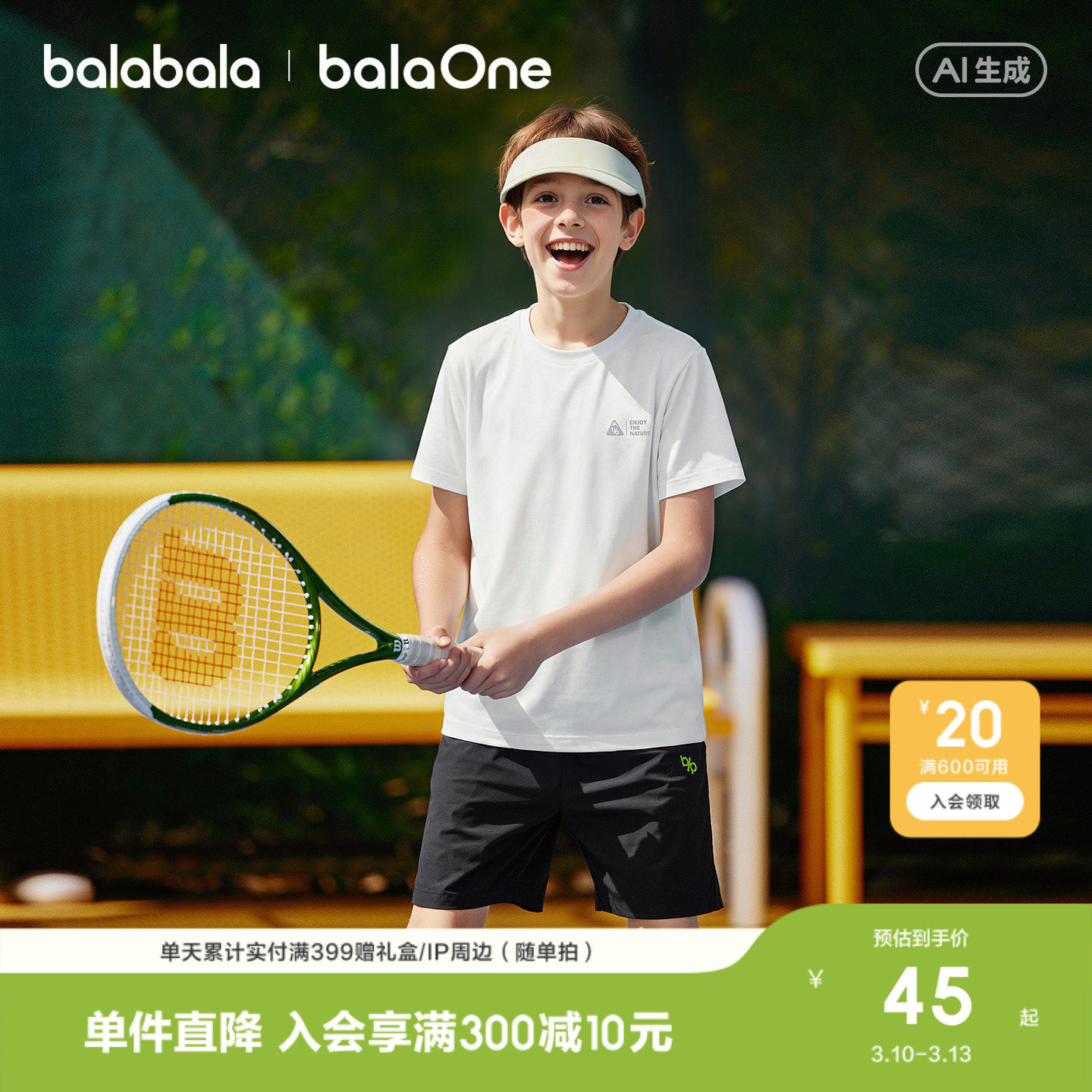 巴拉巴拉童装儿童短袖t恤2026新款男童女童上衣夏装速干亲肤潮酷