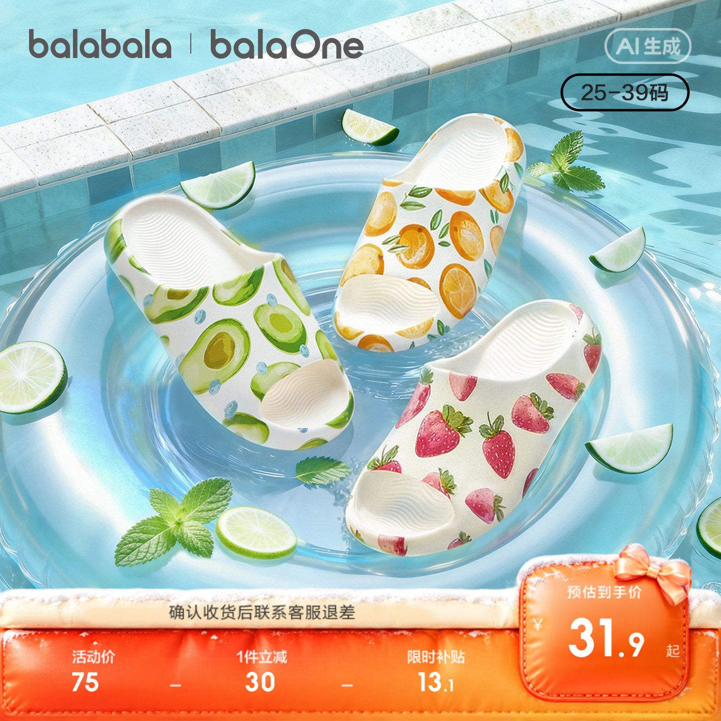 【balaOne】巴拉巴拉童鞋儿童拖鞋男童女童凉鞋2026夏防滑家居鞋