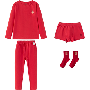 巴拉巴拉儿童内衣套装礼盒内裤袜子睡衣男童龙年本命年新年礼红色