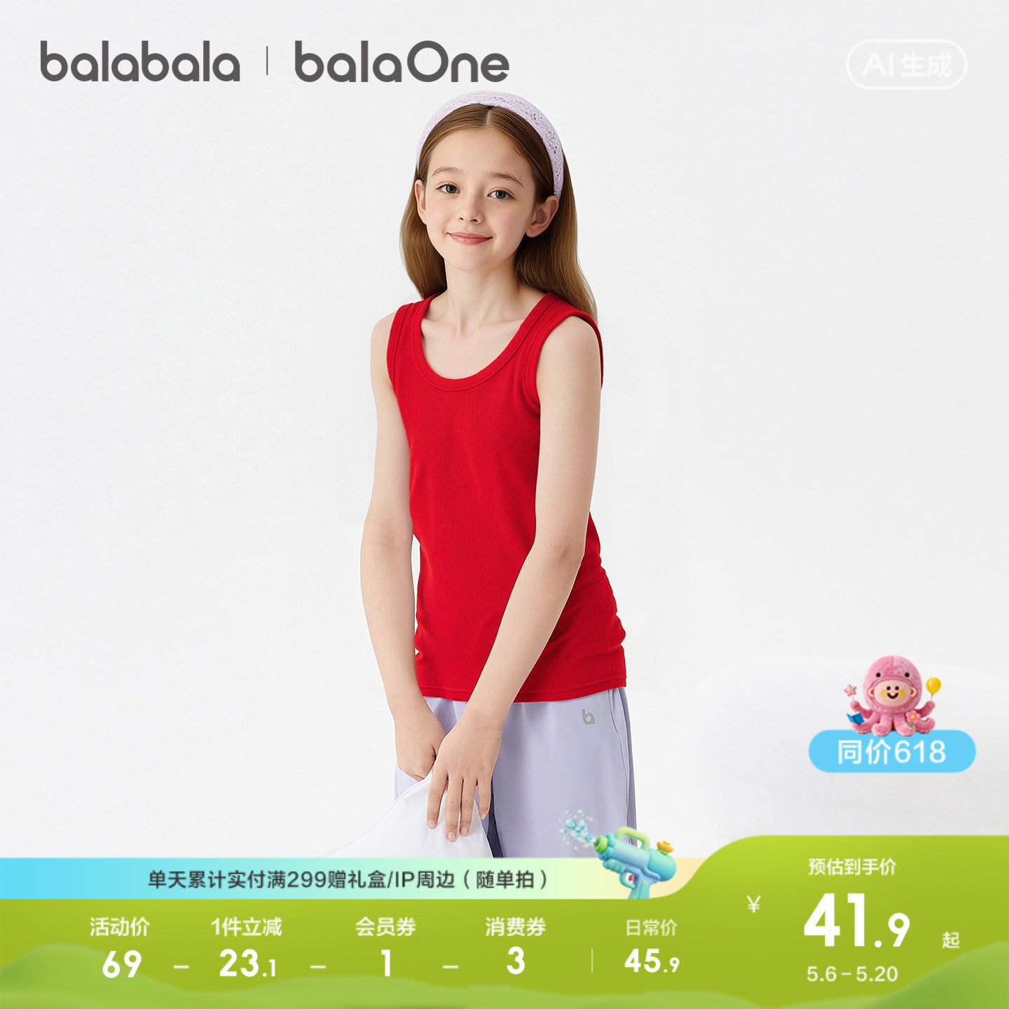 【balaOne】巴拉巴拉童装儿童内衣女童2026年新款春小背心