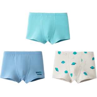 巴拉巴拉男童内裤棉平角a类不夹P小童宝宝中大童四角短裤子三条装