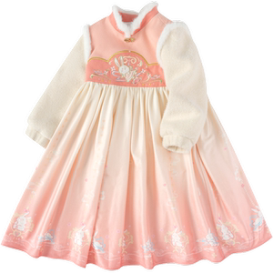 巴拉巴拉童装女童汉服秋冬款2024新款新中式新年刺绣儿童连衣裙子