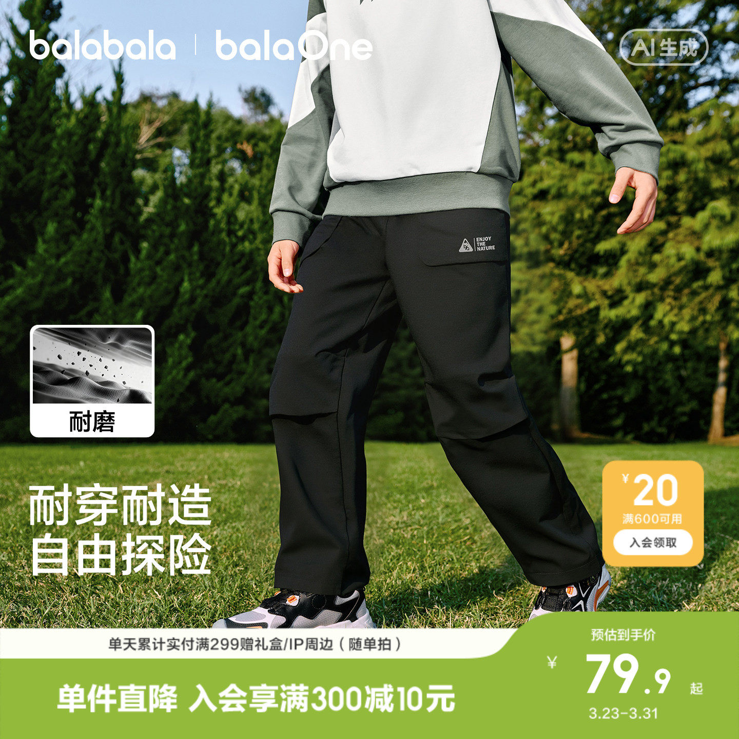 巴拉巴拉童装儿童裤子男女童长裤宝宝2026新款春装亲子休闲运动裤