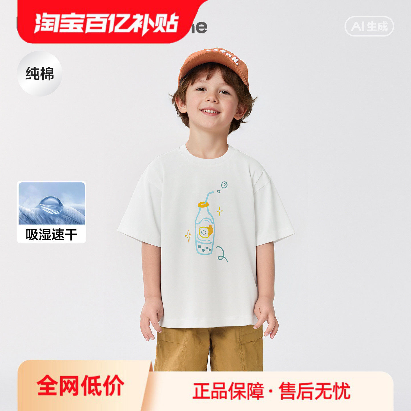 巴拉巴拉童装儿童短袖t恤男童女童夏装新款婴儿宝宝衣服速干上衣