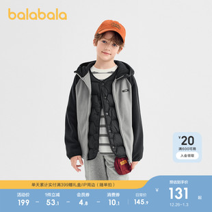 巴拉巴拉童装儿童外套女童男童上衣新款2025冬摇粒绒保暖时尚潮酷