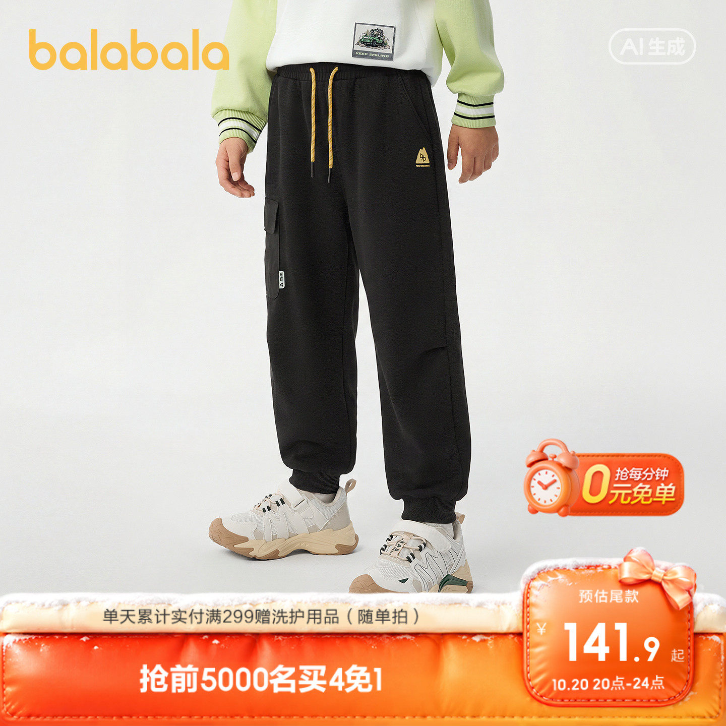 巴拉巴拉童装儿童裤子男童长裤2026秋装新款中大童束脚裤青少年潮
