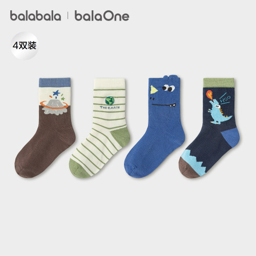 巴拉巴拉balaOne中筒棉袜四双装