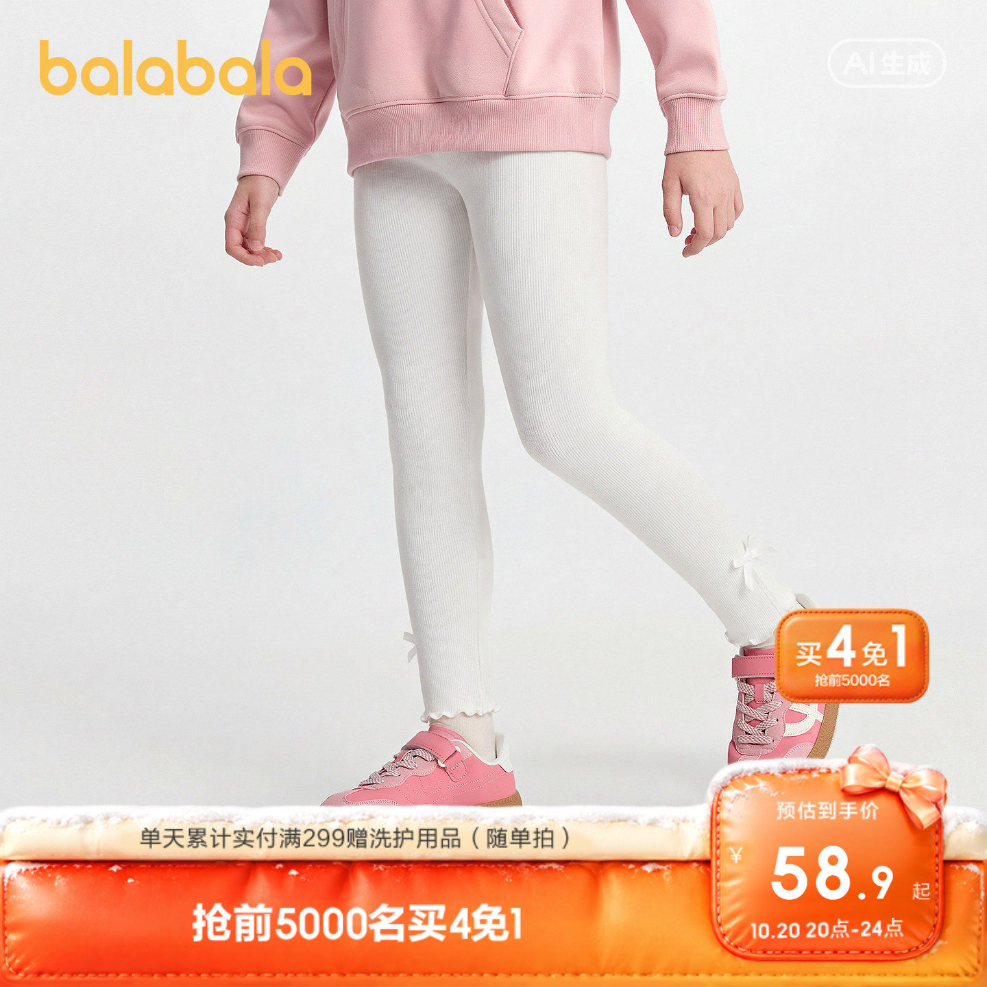 巴拉巴拉童装儿童宝宝打底裤女童裤子2026秋装款弹力小童长裤甜美