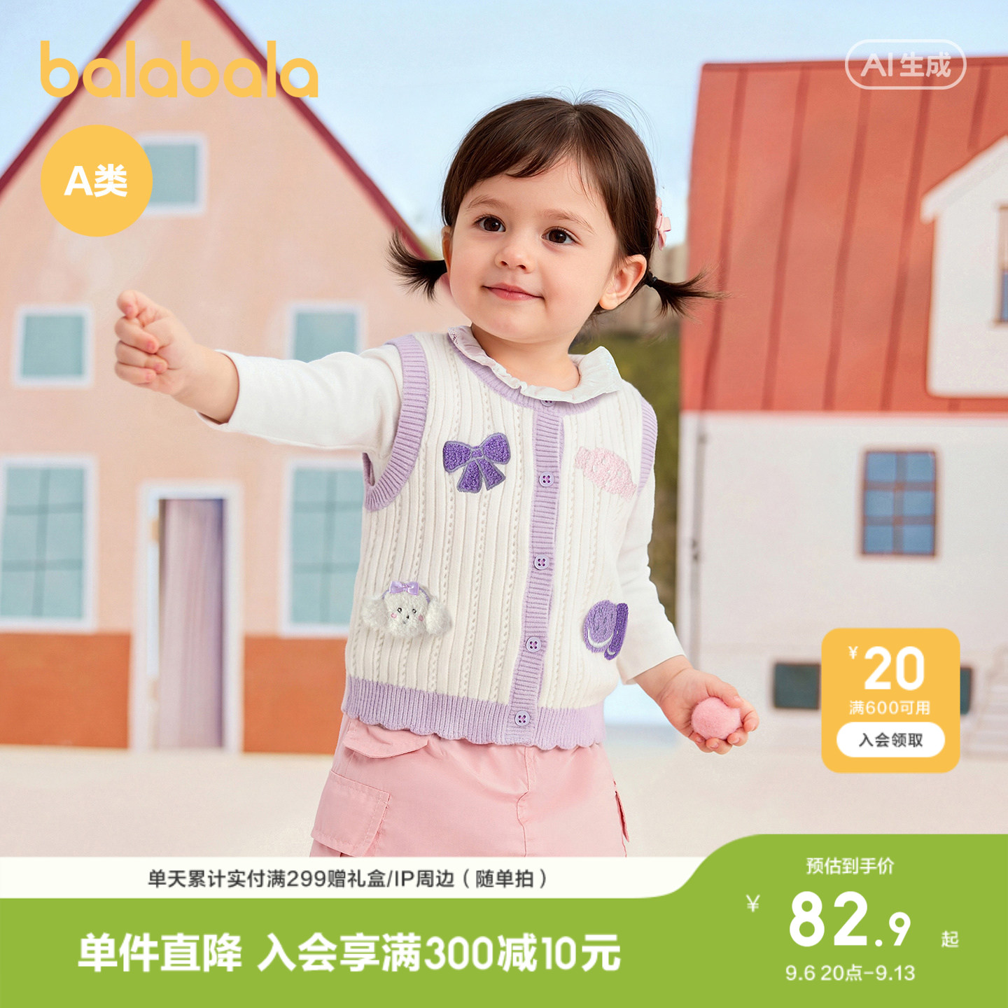 巴拉巴拉童装女童春款马甲图片