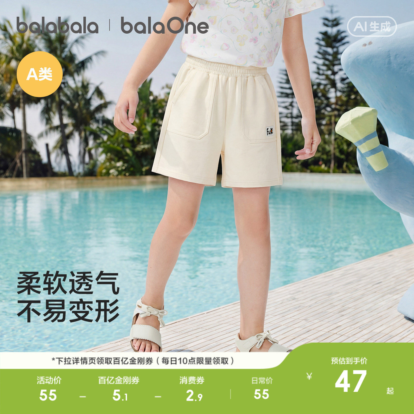 巴拉巴拉童装宝宝短裤婴儿裤子男女童2026新款夏装儿童中裤休闲潮