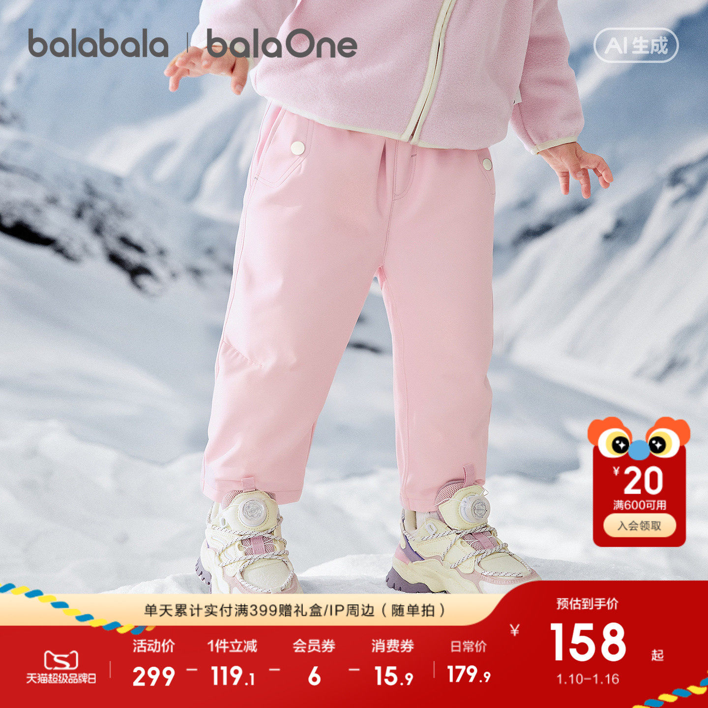 【balaOne】巴拉巴拉童装儿童长裤男女童2026新秋小脚直筒