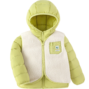 巴拉巴拉童装儿童羽绒服男童女童宝宝两件套冬连帽外套保暖羊羔绒