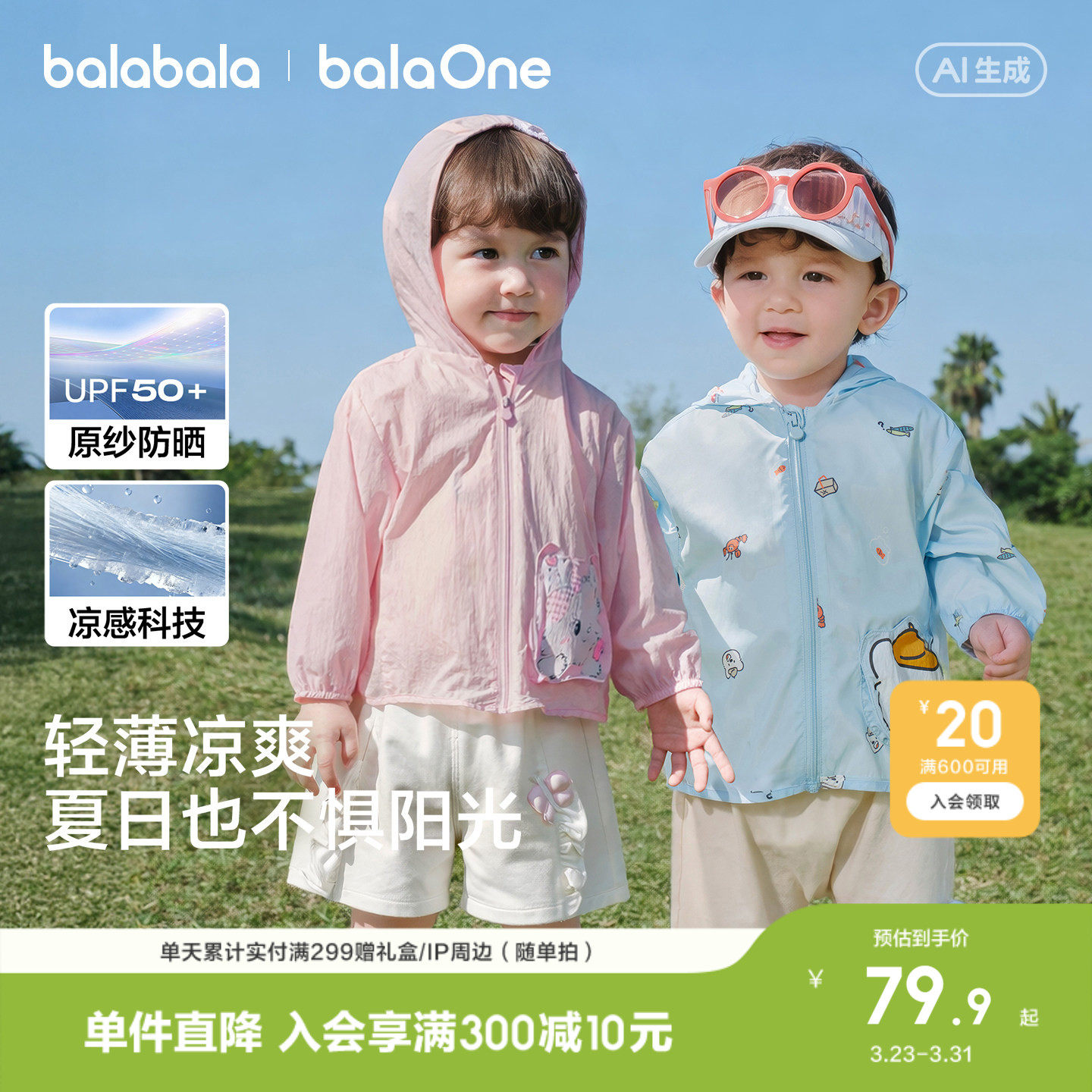 巴拉巴拉童装宝宝防晒服2026新款夏装婴儿外套男女童上衣连帽可爱