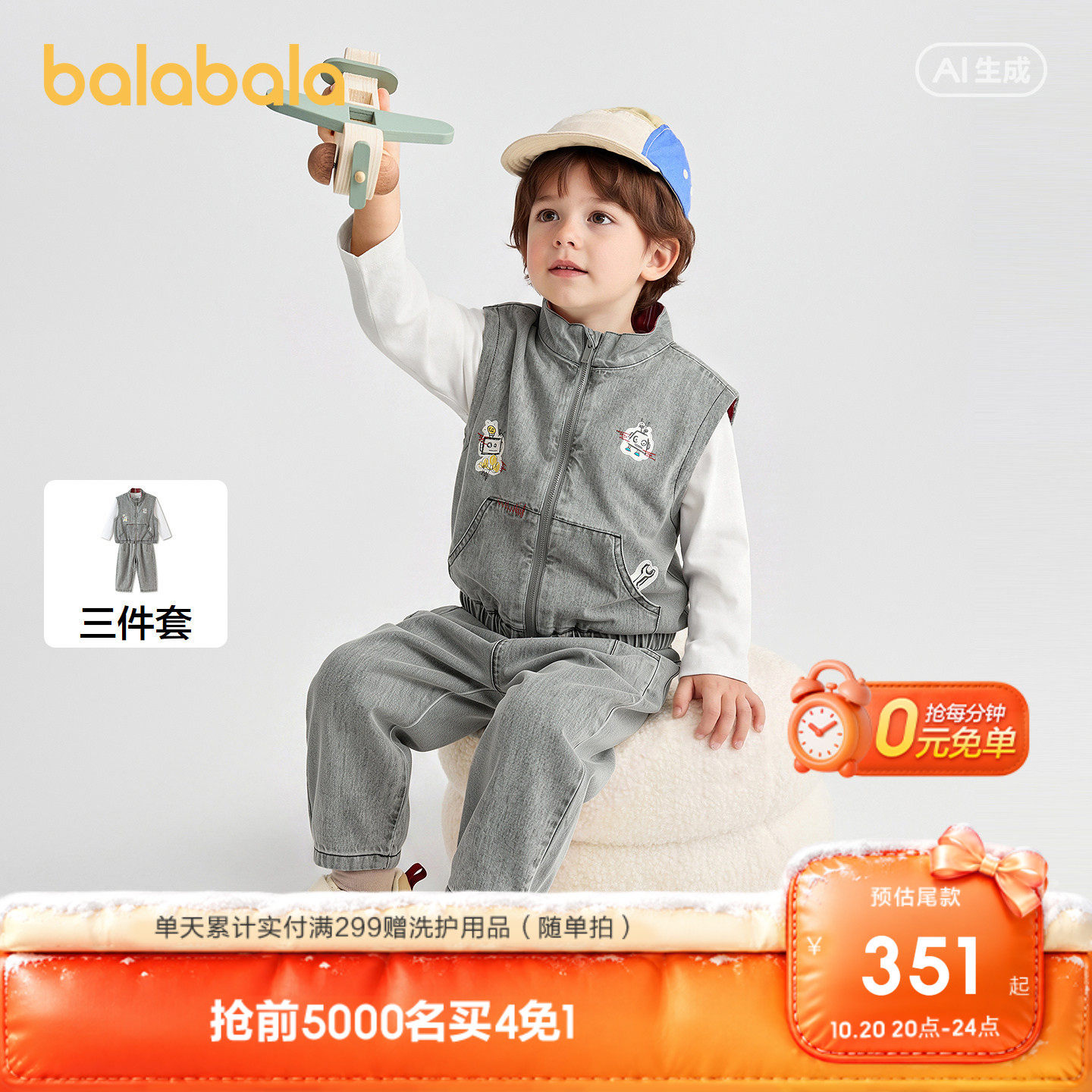 巴拉巴拉套装男童潮酷洋气三件套