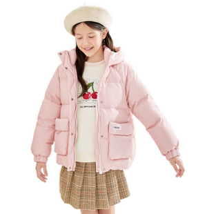 巴拉巴拉童装女童羽绒服儿童面包服外套加厚冬装甜美肌理连帽上衣