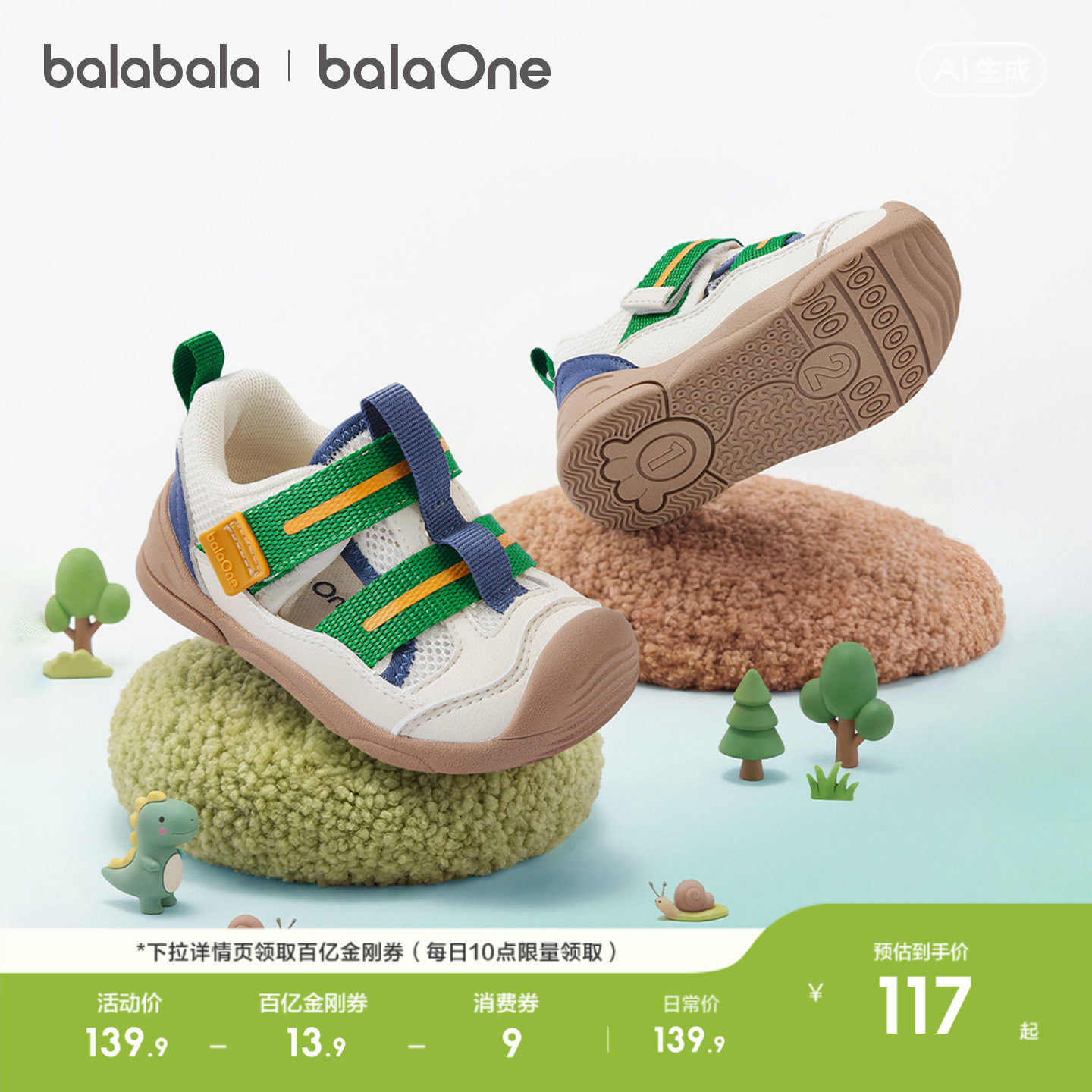 【balaOne】巴拉巴拉童鞋儿童学步鞋男童女童凉鞋2026夏新