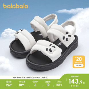 潮舒适防滑鞋 巴拉巴拉童鞋 可爱熊猫夏季 厚底鞋 子休闲百搭 女童凉鞋