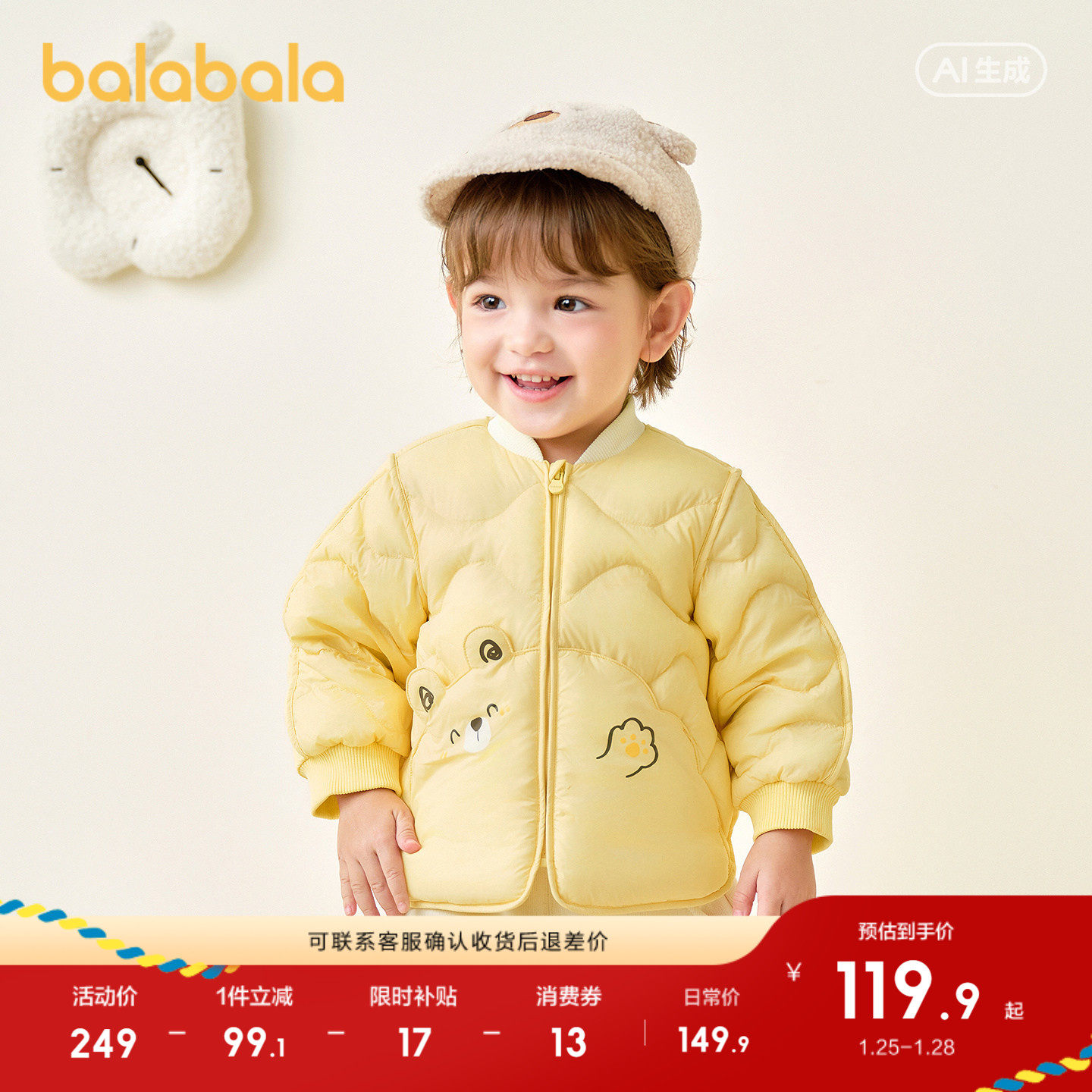巴拉巴拉儿童羽绒服三防轻薄棒球领外套男童女童装2025新款秋冬装,童装/婴儿装/亲子装,羽绒服,淘宝优惠券,粉丝福利购,淘宝优惠卷