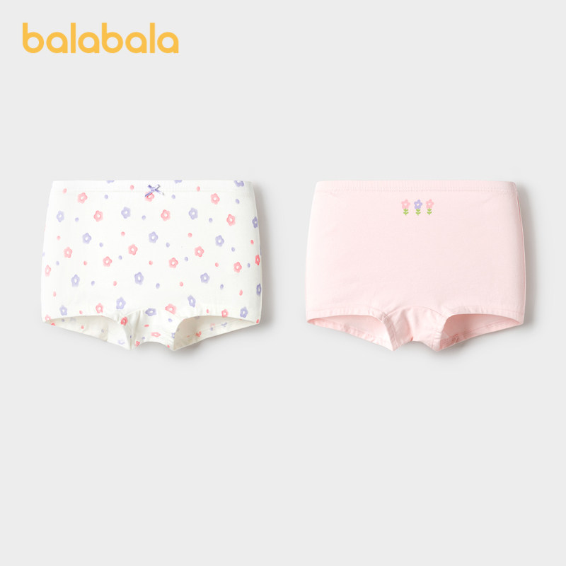巴拉巴拉女童内裤棉平角春儿童三角短裤不夹PP两条装舒适柔软萌趣