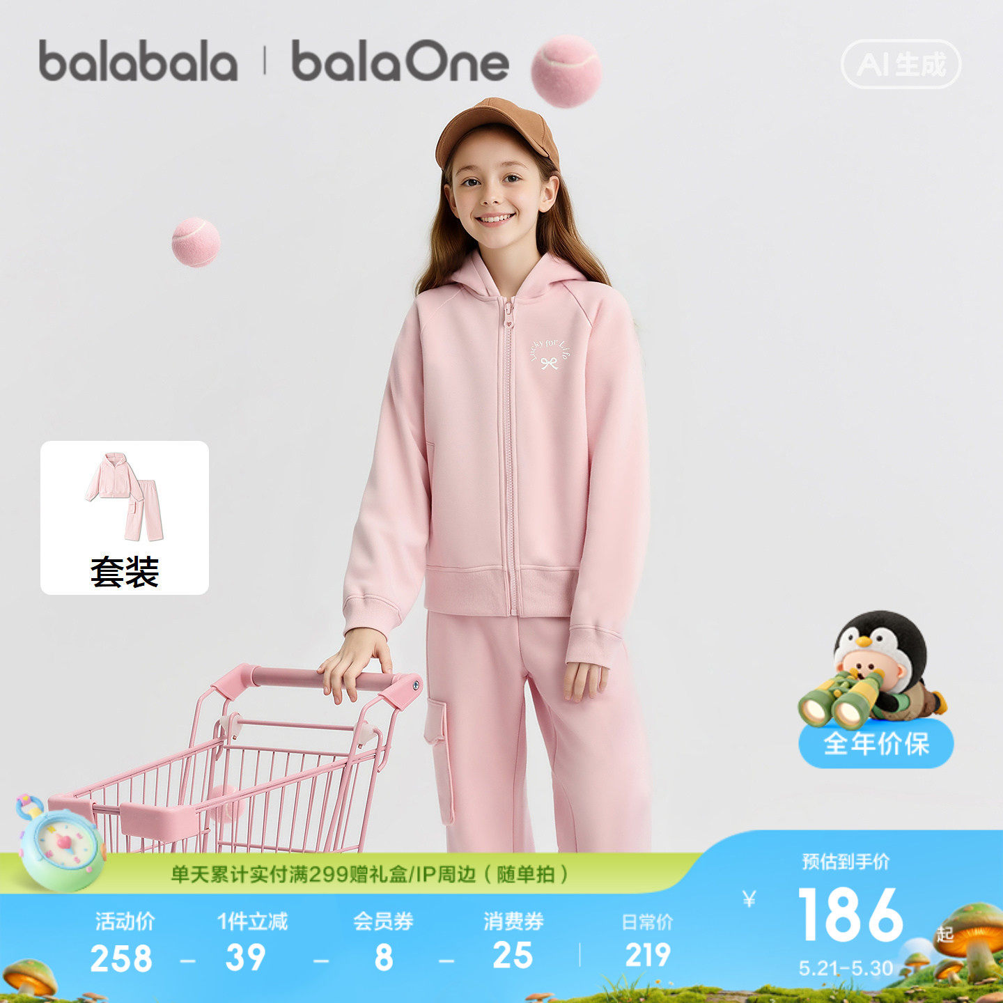 【balaOne】巴拉巴拉童装儿童套装女童2026新款春装休闲两