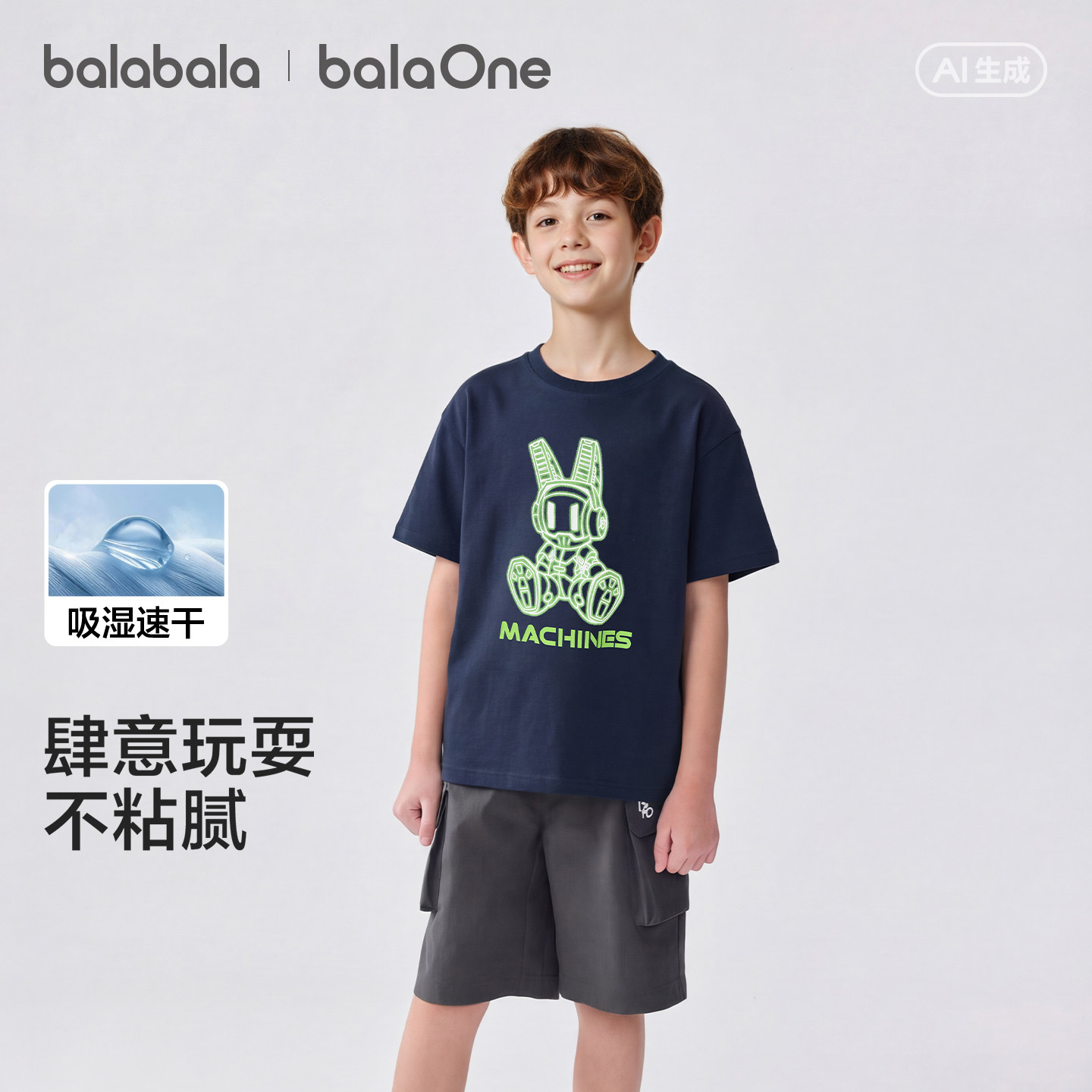 巴拉巴拉男童宝宝短袖t恤儿童2026新夏装亲子装印花上衣吸湿速干t