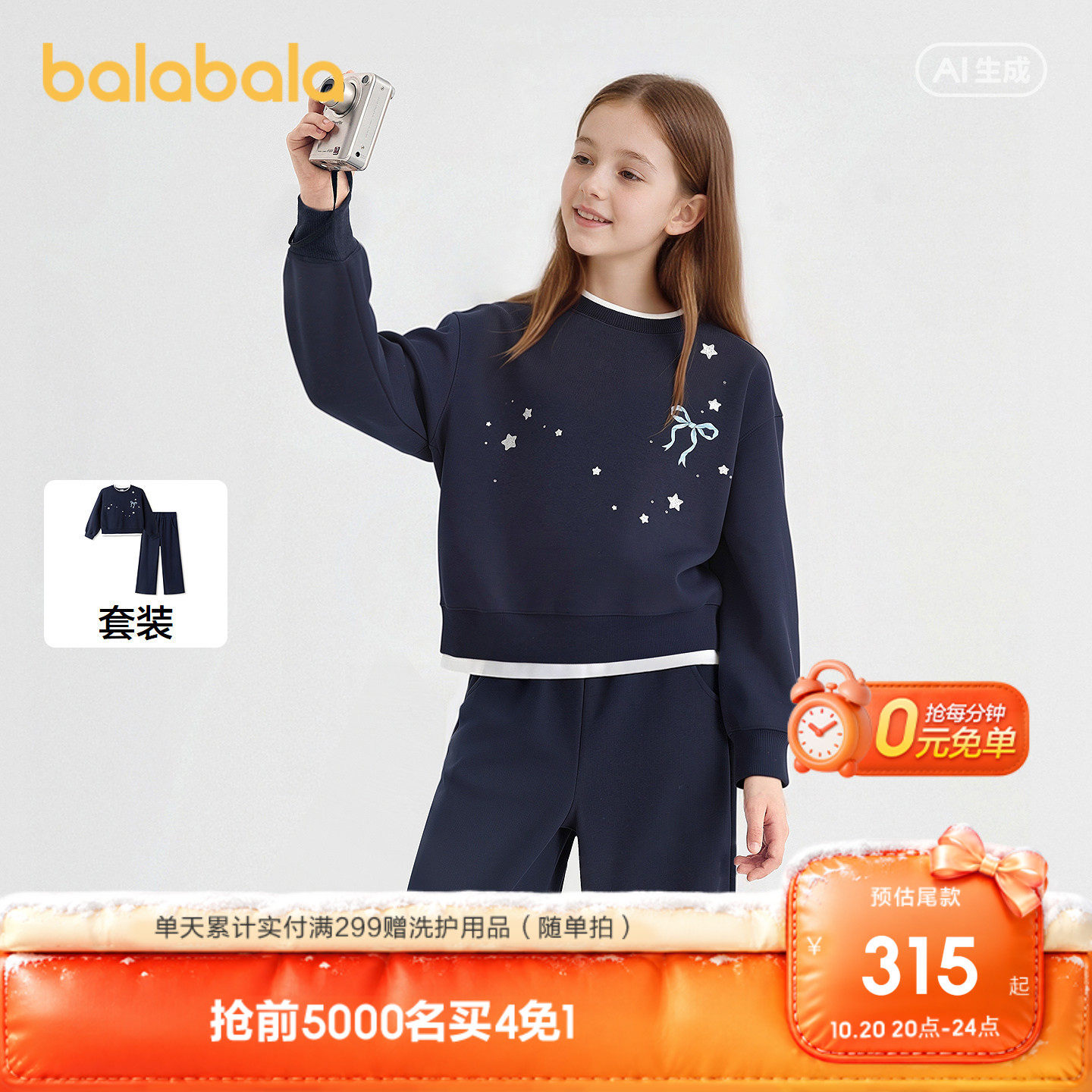 巴拉巴拉童装儿童套装女童两件套