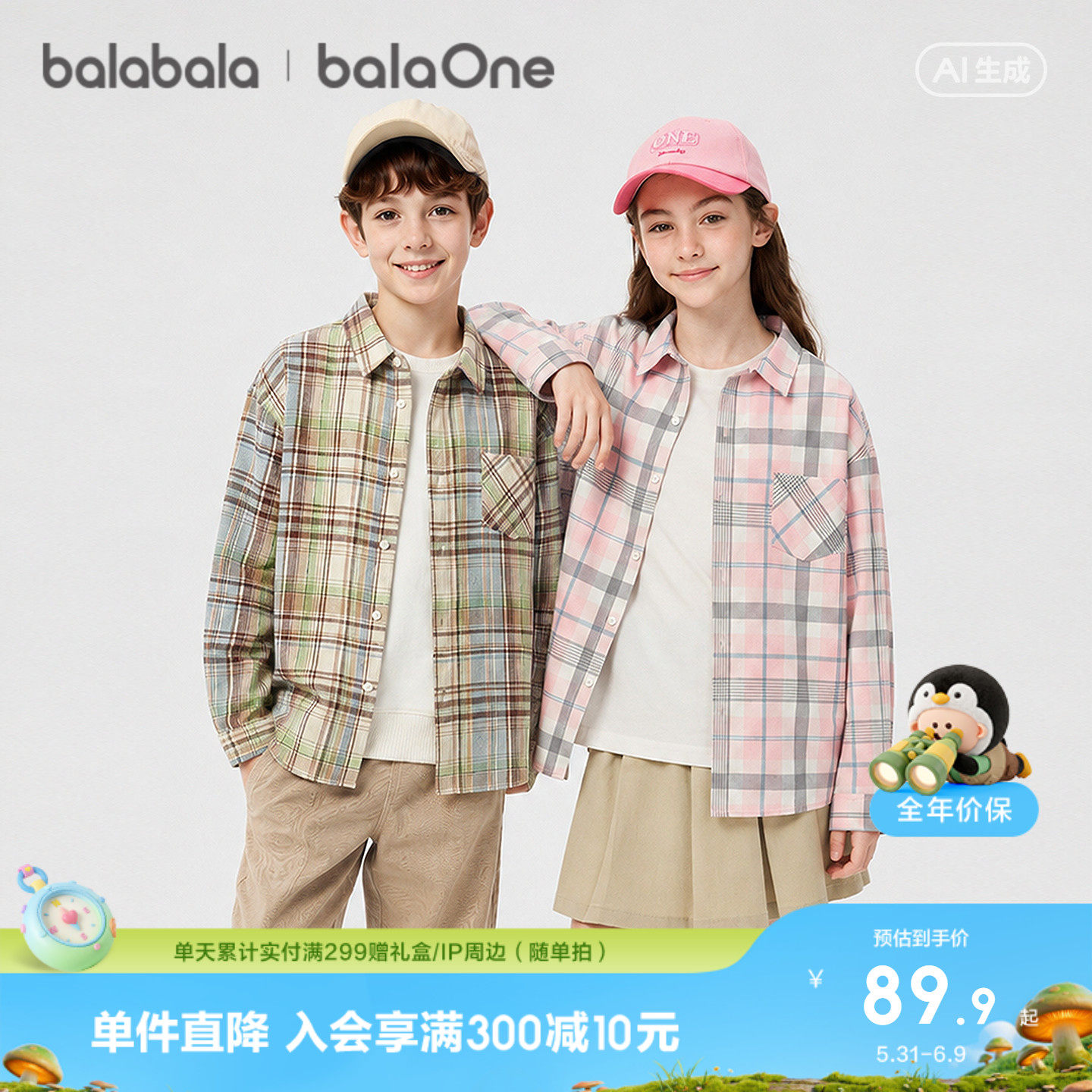 巴拉巴拉童装儿童衬衫男童女童2026秋装宝宝婴儿衬衣亲子装上衣潮