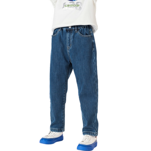 巴拉巴拉童装男童裤子儿童牛仔裤2025秋冬装新款加绒直筒裤复古潮