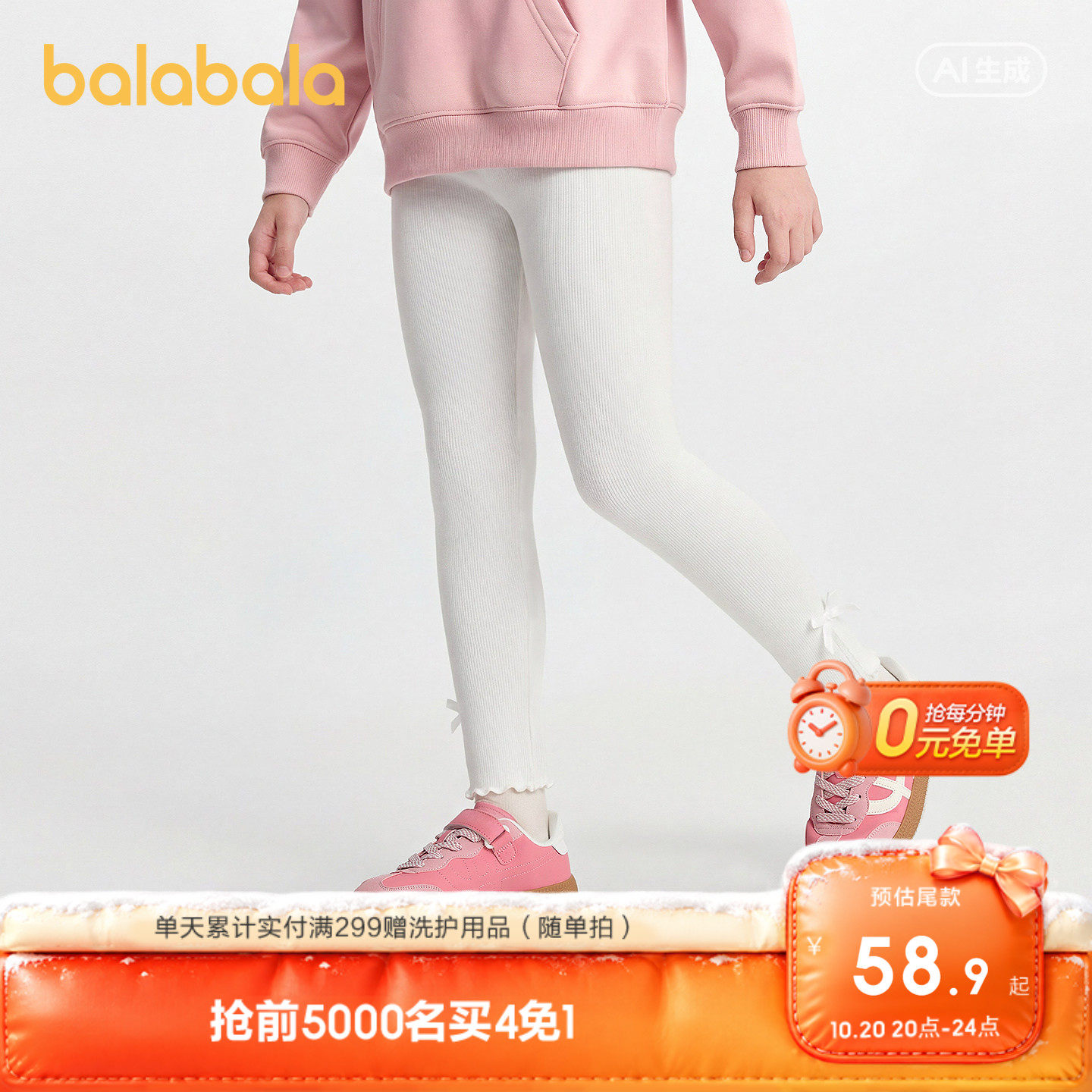 巴拉巴拉童装儿童宝宝打底裤女童裤子2026秋装款弹力小童长裤甜美