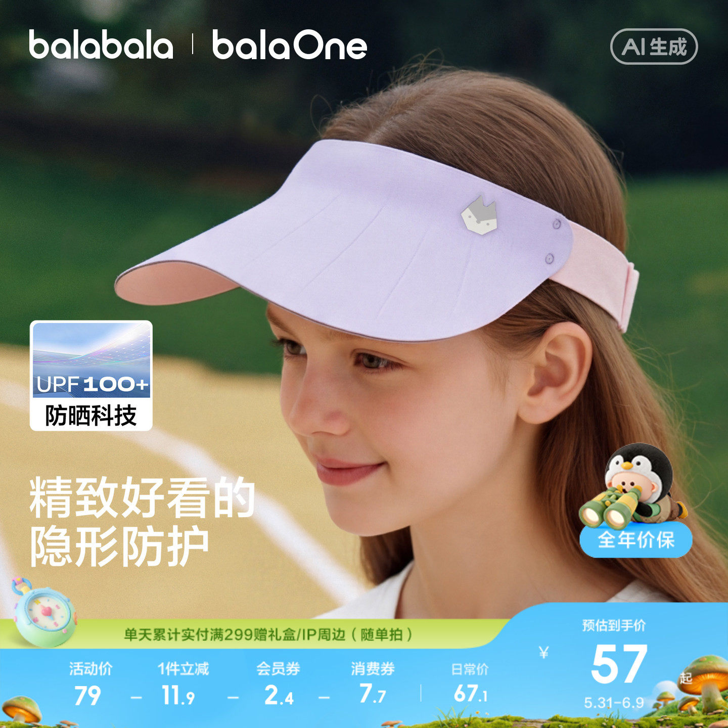 【商场同款】巴拉巴拉儿童帽子男童女童空顶帽遮阳防晒便携外出潮